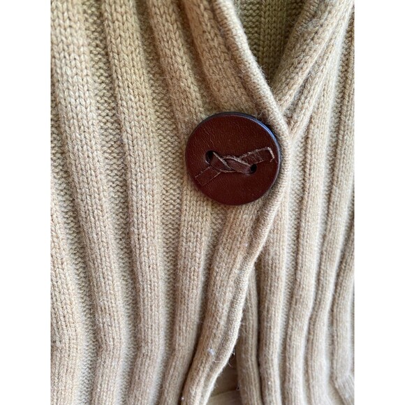 Jones New York Signature Wool-Blend Ribbed Knit Cardigan L Beige One-Button - Picture 8 of 11